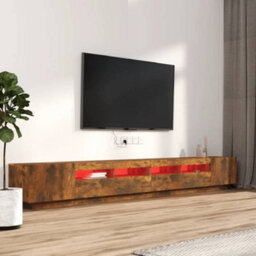 Vidaxl 3 Piece Tv Cabinet Set With Led Lights Smoked Oak Engineered Wood - thumbnail 3
