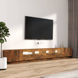 Vidaxl 3 Piece Tv Cabinet Set With Led Lights Smoked Oak Engineered Wood - thumbnail 5