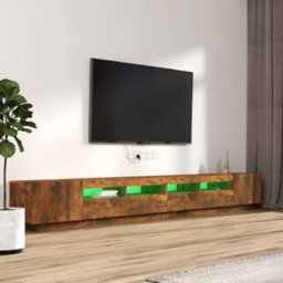 Vidaxl 3 Piece Tv Cabinet Set With Led Lights Smoked Oak Engineered Wood - thumbnail 4
