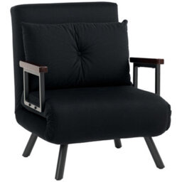 Wyld Haus Nenoli Velvet 4-In-1 Convertible Single Chair Bed With Cushion, Black - thumbnail 2
