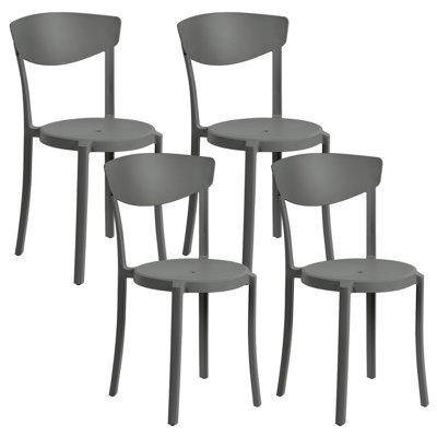 Beliani Set Of 4 Garden Chairs Vieste Dark Grey - image 1