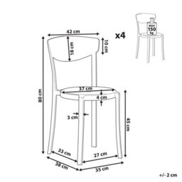 Beliani Set Of 4 Garden Chairs Vieste Dark Grey - thumbnail 3
