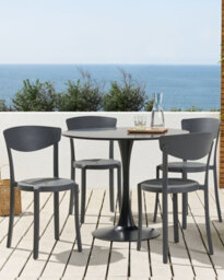 Beliani Set Of 4 Garden Chairs Vieste Dark Grey - thumbnail 2