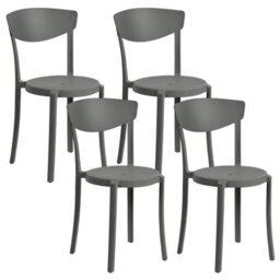 Beliani Set Of 4 Garden Chairs Vieste Dark Grey - thumbnail 1