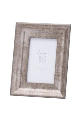 Convex Matt Silver 4X6 Frame Rustic Modern Photo Display - image 1