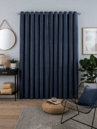 Smart Living Luxury Chenille Eyelet Lined Curtains - 2 Panels - 66 X 54 Inch - Navy - thumbnail 2