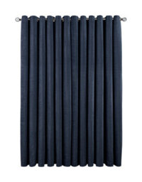Smart Living Luxury Chenille Eyelet Lined Curtains - 2 Panels - 66 X 54 Inch - Navy - thumbnail 3