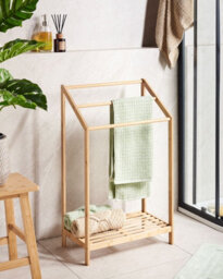 Beliani Towel Stand With Shelf Yungas Bamboo Light Brown - thumbnail 2