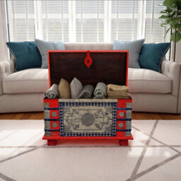 Berkfield Storage Chest Red Mango Wood 80X40X45 Cm - thumbnail 9