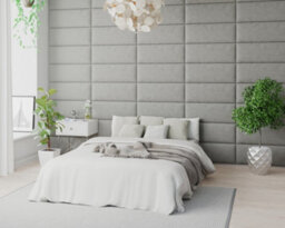 Aspire Easymount Wall Mounted Upholstered Panels, Modular Diy Headboard In Plush Velvet Fabric, Light Silver (Pack Of 8) - thumbnail 3