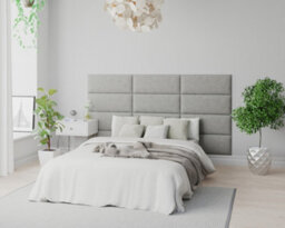 Aspire Easymount Wall Mounted Upholstered Panels, Modular Diy Headboard In Plush Velvet Fabric, Light Silver (Pack Of 8) - thumbnail 4