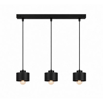 Luminosa Lighting Luminosa Simply Bar Pendant Ceiling Light Black 3X E27 - image 1
