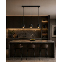 Luminosa Lighting Luminosa Simply Bar Pendant Ceiling Light Black 3X E27 - thumbnail 2
