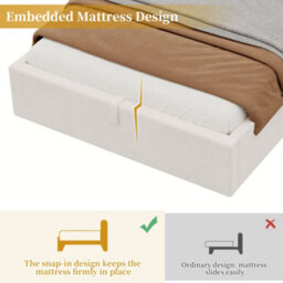 Abrihome Beige Velvet 3Ft Ottoman Bed Frame 90X190Cm, Gas-Lift Storage, Usb Ports & Reading Light - thumbnail 3
