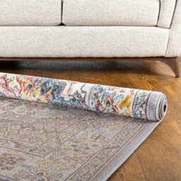 Livabliss Round Ankara-Vintage Grey Taupe Blue Traditional Boho Living Dining Bedroom Rug 160 X 160 Cm Easy Care, Non Shedding - thumbnail 5