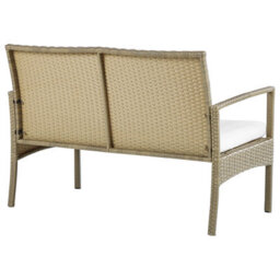 Beliani Garden 4-Seater Brown Faux Rattan Patio Set With White Cushions And Rust-Resistant Steel Frame - thumbnail 9