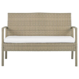 Beliani Garden 4-Seater Brown Faux Rattan Patio Set With White Cushions And Rust-Resistant Steel Frame - thumbnail 8