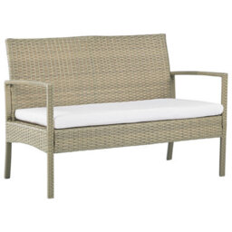 Beliani Garden 4-Seater Brown Faux Rattan Patio Set With White Cushions And Rust-Resistant Steel Frame - thumbnail 7