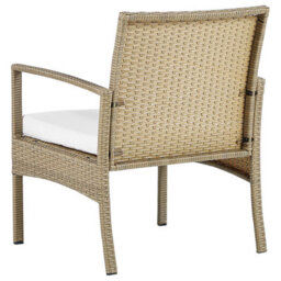 Beliani Garden 4-Seater Brown Faux Rattan Patio Set With White Cushions And Rust-Resistant Steel Frame - thumbnail 6