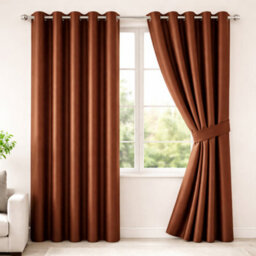 Nod Off Brown Blackout Eyelet Curtains Ring Top Thermal Curtains Ready Made Pair 66X90 Inches - thumbnail 2