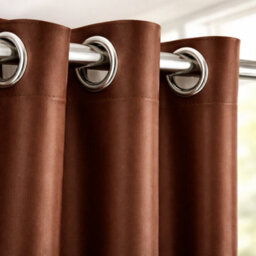 Nod Off Brown Blackout Eyelet Curtains Ring Top Thermal Curtains Ready Made Pair 66X90 Inches - thumbnail 3