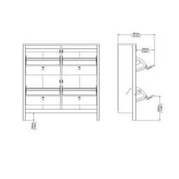 Wyld Haus Wildberry Matt White Wooden Shoe Cabinet With 4 Flip-Down Doors Leather Handles - thumbnail 9