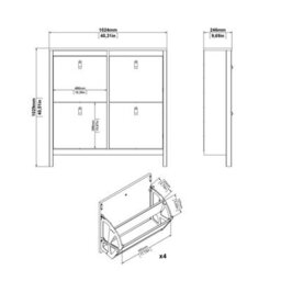 Wyld Haus Wildberry Matt White Wooden Shoe Cabinet With 4 Flip-Down Doors Leather Handles - thumbnail 8