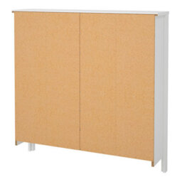 Wyld Haus Wildberry Matt White Wooden Shoe Cabinet With 4 Flip-Down Doors Leather Handles - thumbnail 5