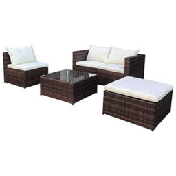 Evre Brown 4 Seat Rattan Outdoor Garden Furniture Set - Malaga With Coffee Table And Weatherproof Cover - thumbnail 2