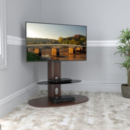 "Avf Affinity Chepstow 93Cm Oval Pedestal Tv Stand, For Tvs 32-65"" - Walnut" - thumbnail 2