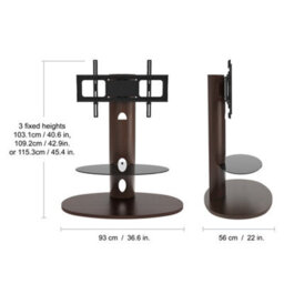 "Avf Affinity Chepstow 93Cm Oval Pedestal Tv Stand, For Tvs 32-65"" - Walnut" - thumbnail 8