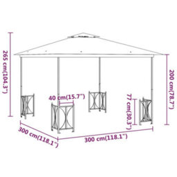 Berkfield Elegant Gazebo With Sidewalls&double Roofs 3X3 M Anthracite - thumbnail 6