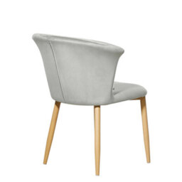 Life Interiors Set Of 2 Grey Elsa Velvet Dining Chairs With Wooden Legs, Curved Back & Comfortable Seating - thumbnail 4