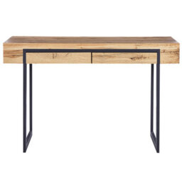 Beliani Desk - Light Brown Mdf Top, Black Steel Frame, 120X55 Cm - thumbnail 1