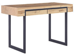 Beliani Desk - Light Brown Mdf Top, Black Steel Frame, 120X55 Cm - thumbnail 3