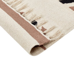 Wyld And Coco Kilim Area Rug Cotton 140 X 200 Cm Beige And Black - Reversible Low Pile For Living Room - thumbnail 6