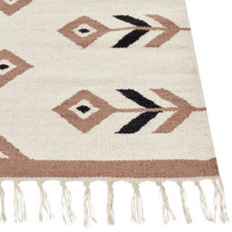 Wyld And Coco Kilim Area Rug Cotton 140 X 200 Cm Beige And Black - Reversible Low Pile For Living Room - thumbnail 5