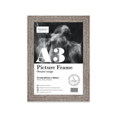 A3 Walnut Ornate Picture Frame (42 X 29.7Cm) Poster, Photo, Artwork, Gallery Wall Or Print - image 1