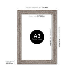 A3 Walnut Ornate Picture Frame (42 X 29.7Cm) Poster, Photo, Artwork, Gallery Wall Or Print - thumbnail 2