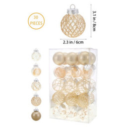 Living And Home 30-Piece Set Of Golden Christmas Balls Christmas Tree Decorations 6Cm Dia X 8Cm H - thumbnail 9