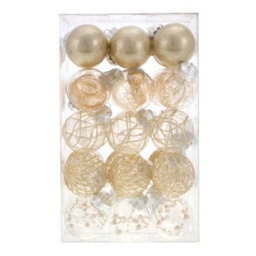 Living And Home 30-Piece Set Of Golden Christmas Balls Christmas Tree Decorations 6Cm Dia X 8Cm H - thumbnail 4