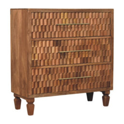 Artisan Furniture Solid Wood Arno Chest - Teak, 3-Drawers, Brown - thumbnail 4