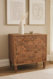 Artisan Furniture Solid Wood Arno Chest - Teak, 3-Drawers, Brown - thumbnail 1