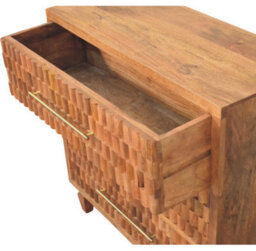 Artisan Furniture Solid Wood Arno Chest - Teak, 3-Drawers, Brown - thumbnail 7