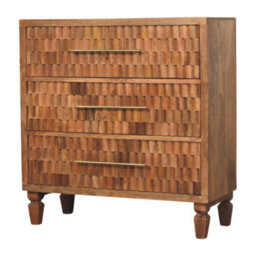 Artisan Furniture Solid Wood Arno Chest - Teak, 3-Drawers, Brown - thumbnail 3