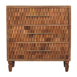 Artisan Furniture Solid Wood Arno Chest - Teak, 3-Drawers, Brown - thumbnail 2