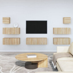 Berkfield 7 Piece Tv Cabinet Set Sonoma Oak Engineered Wood - thumbnail 1