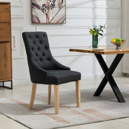 Ravenna Fabric Dining Chairs - Set Of 2 - Black - thumbnail 3