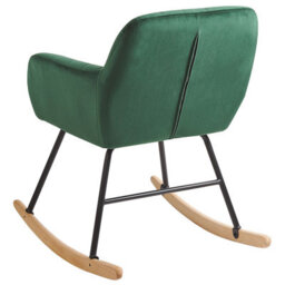 Beliani Green Velvet Rocking Chair With Metal Frame And Wooden Runners, W60 X D74 X H82Cm - thumbnail 5
