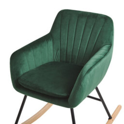 Beliani Green Velvet Rocking Chair With Metal Frame And Wooden Runners, W60 X D74 X H82Cm - thumbnail 6